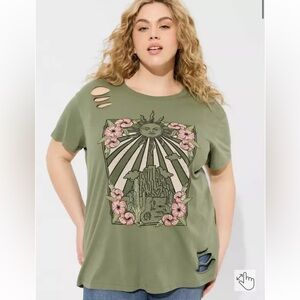 Torrid size 00x 10 M/L Floral Desert Relaxed Fit Heritage Jersey Distressed Tee